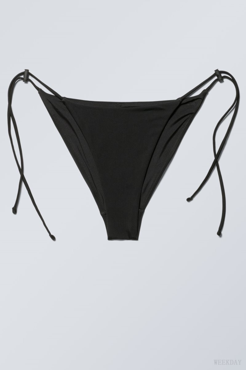 Weekday Drawstring Bikini Bottoms Black | ZNHU3290