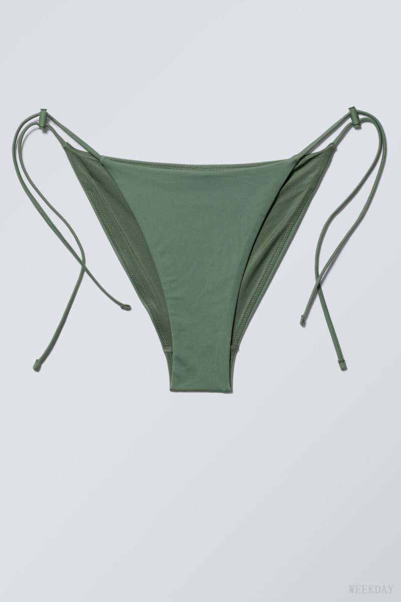 Weekday Drawstring Bikini Bottoms Khaki | JCQV9065