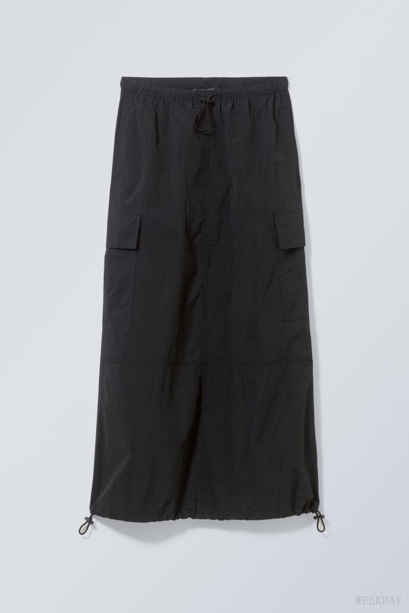 Weekday Edge Cargo Skirt Black | JPPK7752