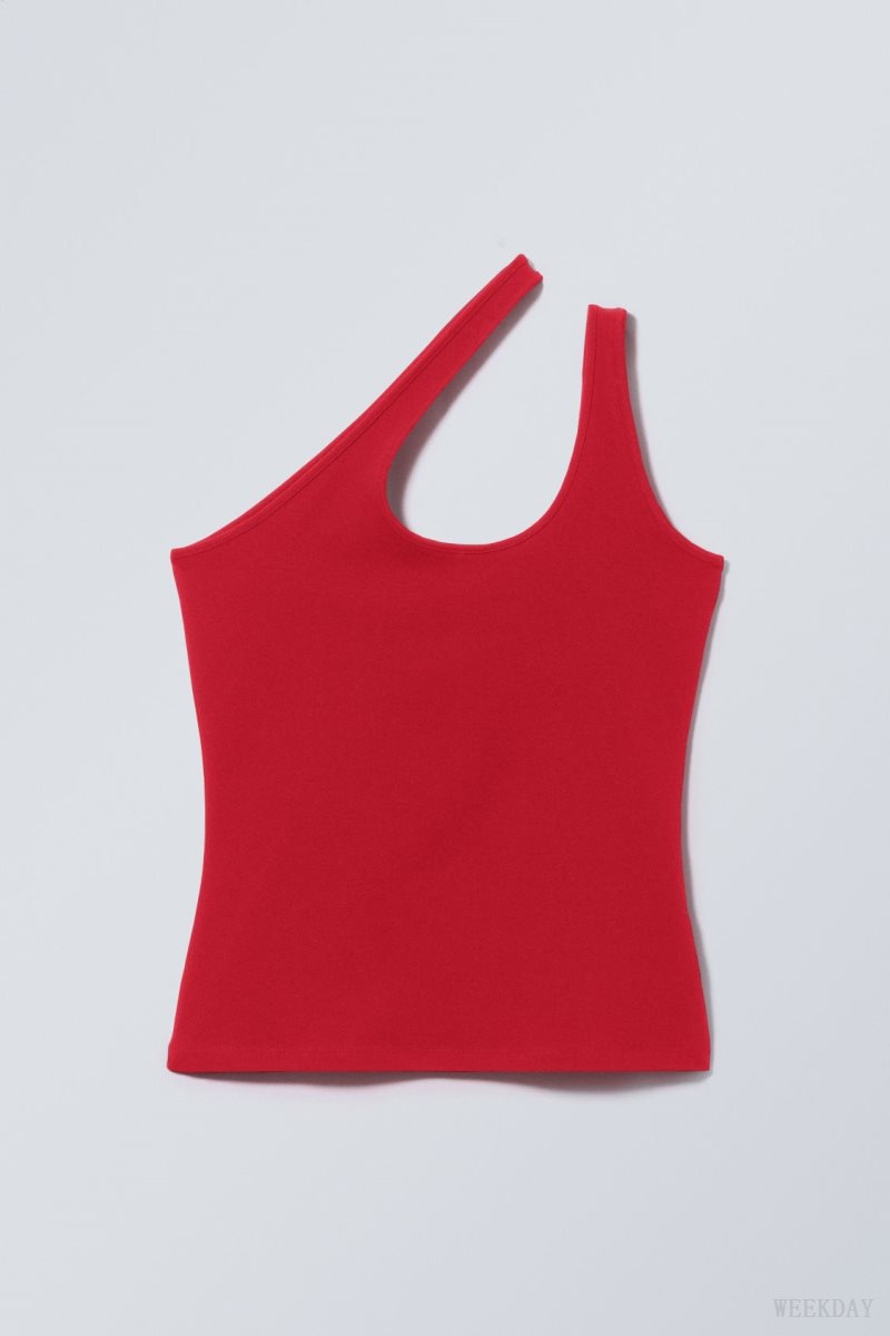 Weekday Elaf One Shoulder Top Red | VQMR9579