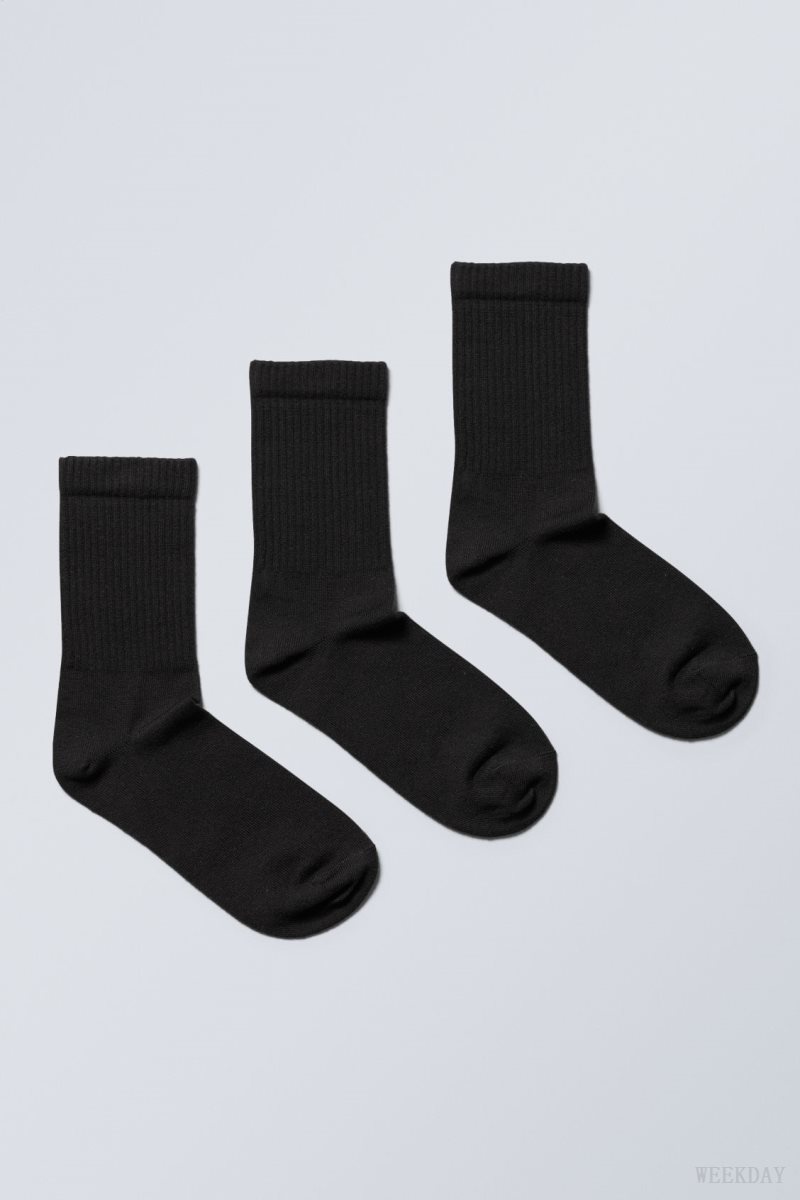 Weekday Eleven Socks 3-pack Black | IUPR1799