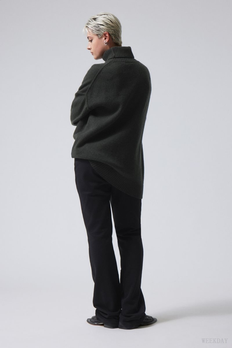 Weekday Eloise Wool Turtleneck Sweater Dark Green | GJUU7133