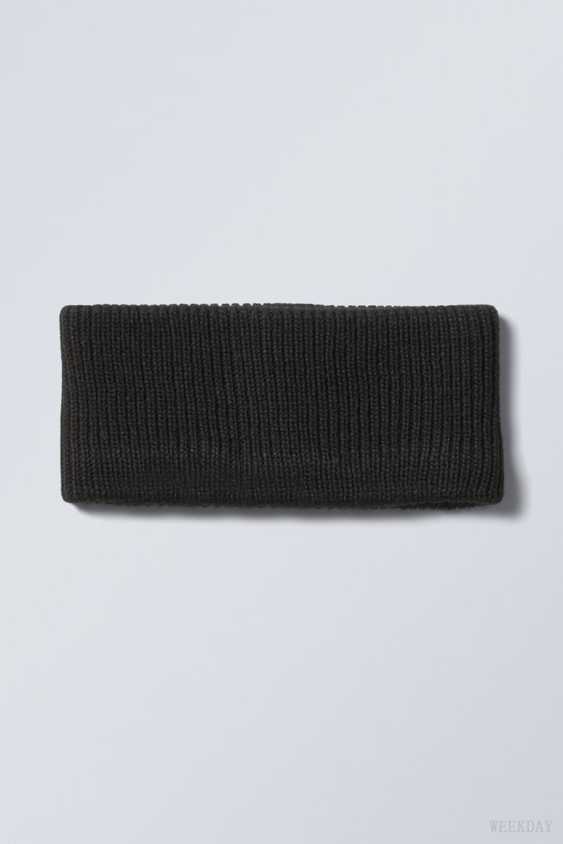 Weekday Elsa Ribbed Knit Headband Black | VKIK0333