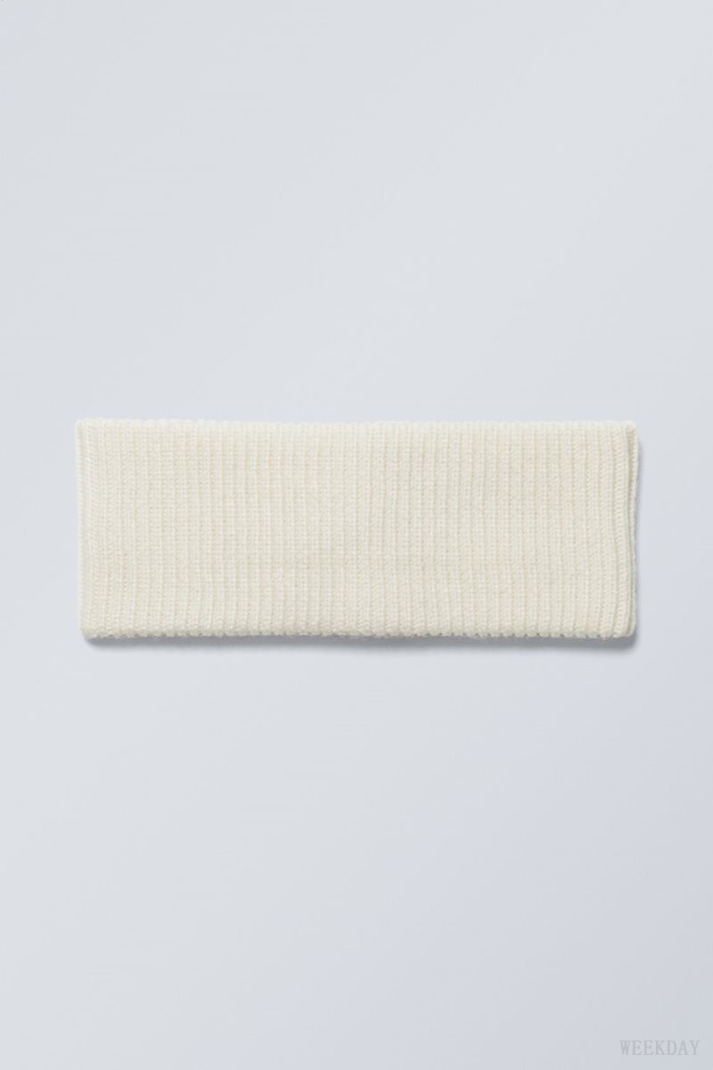 Weekday Elsa Ribbed Knit Headband White | QBLI6092