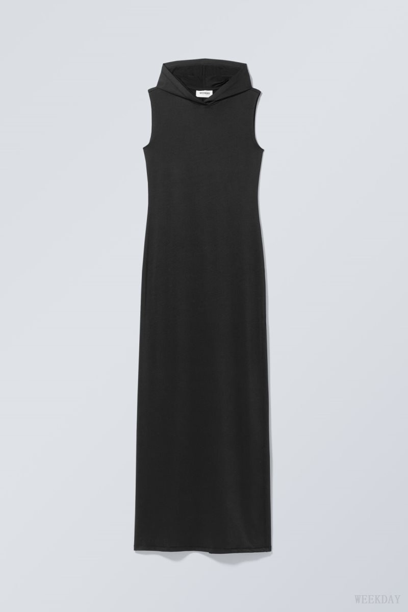 Weekday Emily Hooded Tank Dress Black | CWRH6600