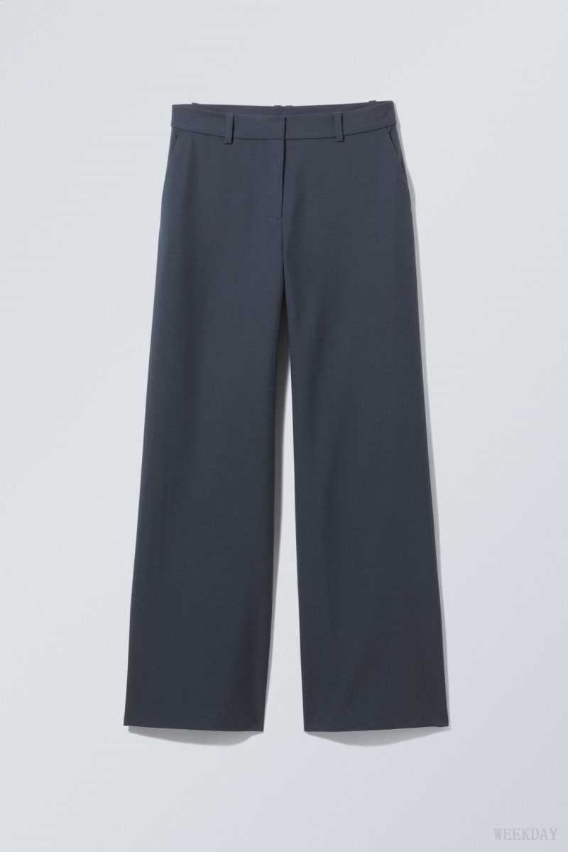 Weekday Emily Low Waist Suiting Trousers Navy | FVXH3215