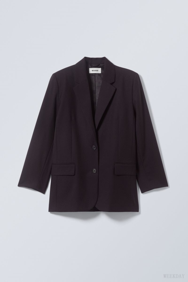 Weekday Erin Oversized Blazer Dark Purple | JWVU5237