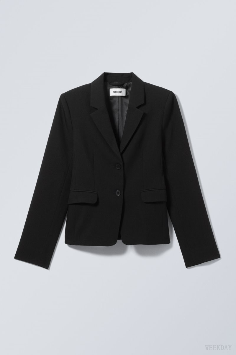 Weekday Esma Fitted Blazer Black | QSJJ2916