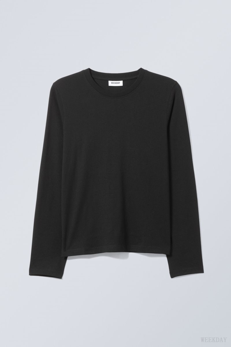 Weekday Essence Standard Long Sleeve Black | BOTP4053