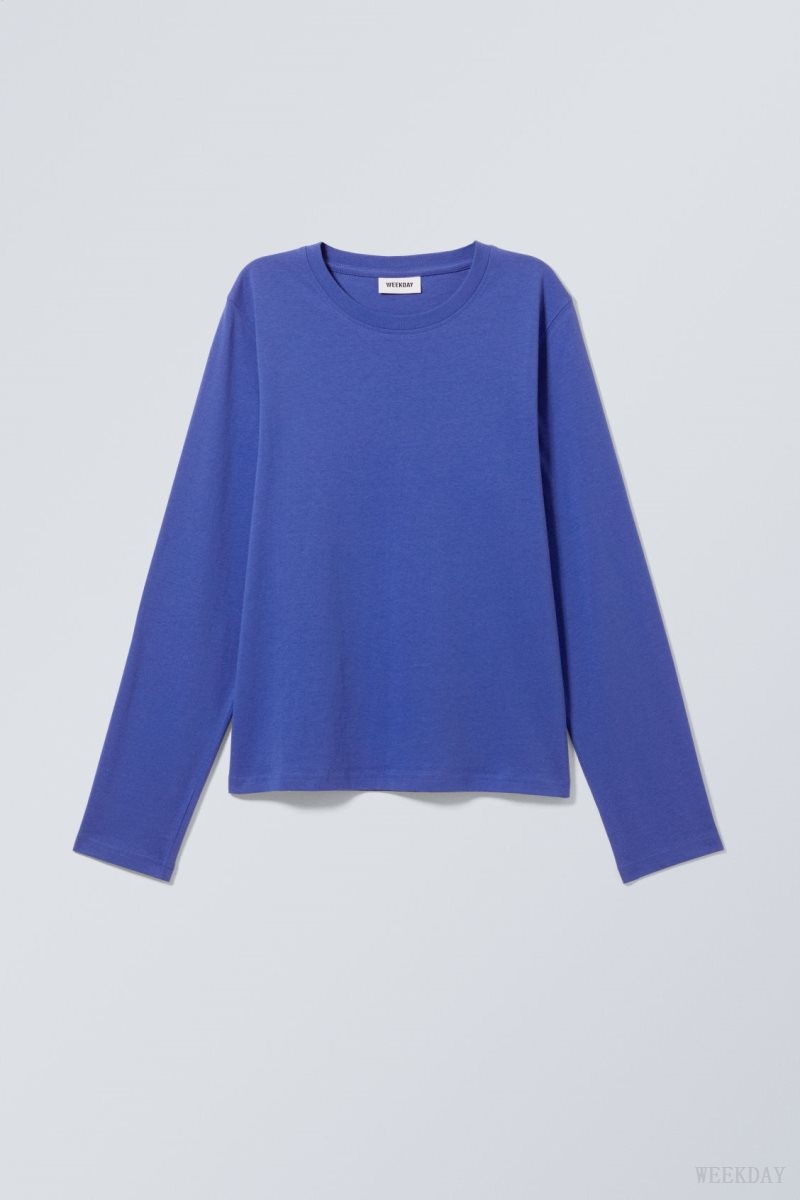 Weekday Essence Standard Long Sleeve Light Blue | SWQO7983