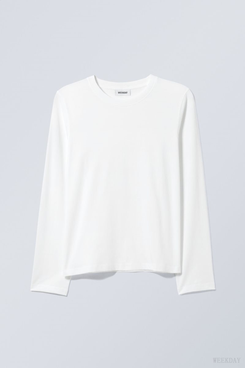 Weekday Essence Standard Long Sleeve White | CREZ9062