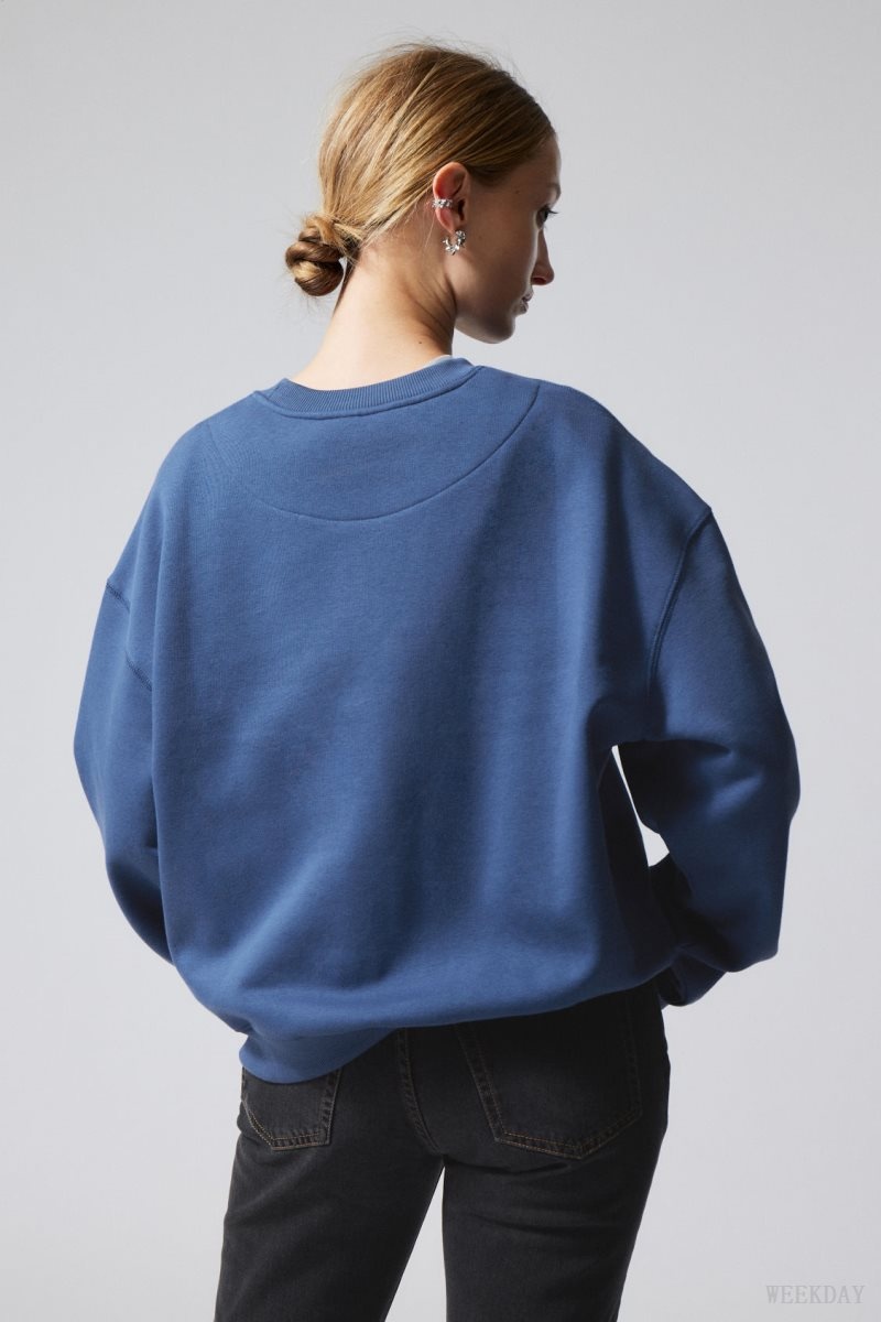 Weekday Essence Standard Sweatshirt Blue | SYLF0833