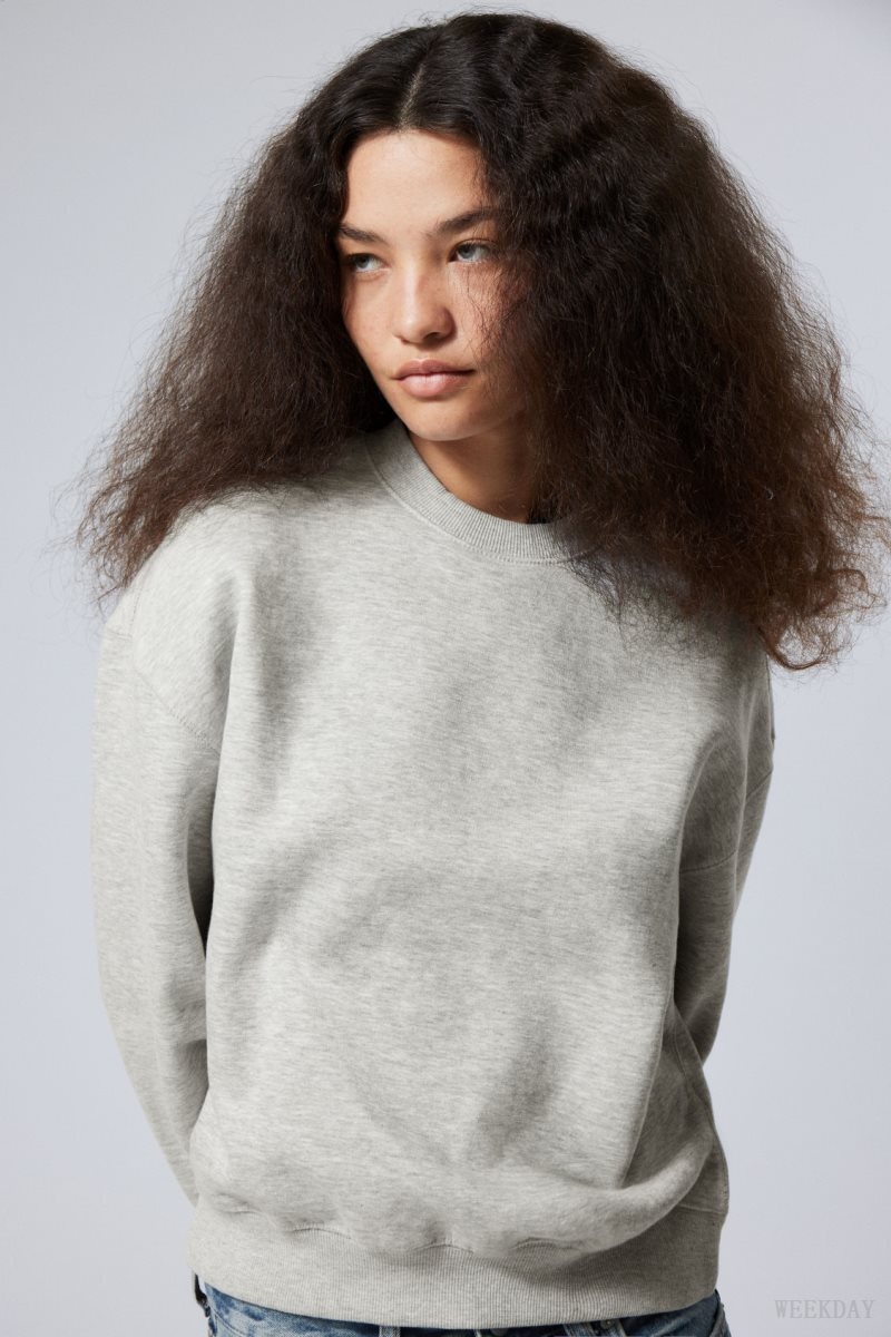 Weekday Essence Standard Sweatshirt Light Grey | WYXA8129