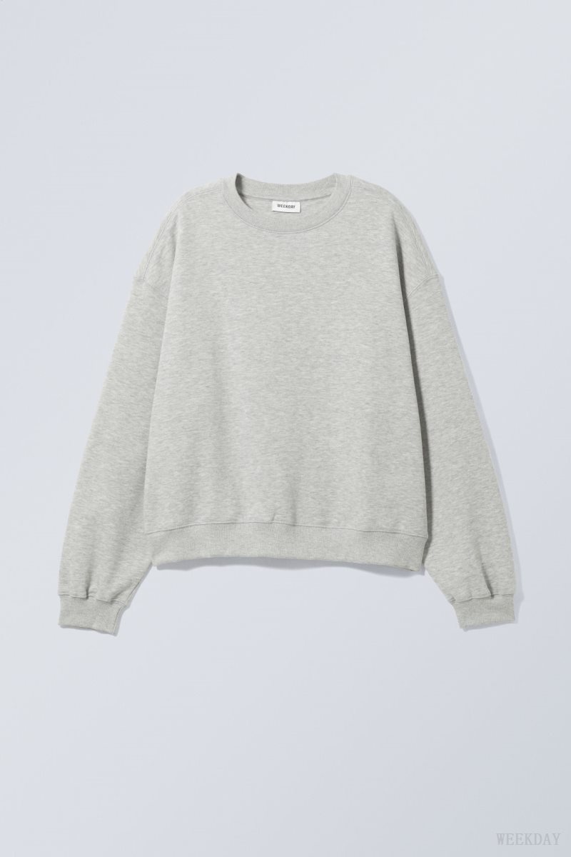 Weekday Essence Standard Sweatshirt Light Grey | WYXA8129