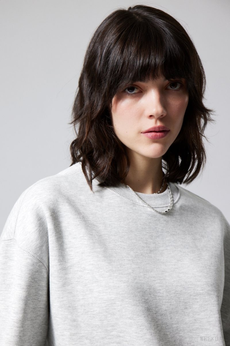 Weekday Essence Standard Sweatshirt Light Grey | WYXA8129