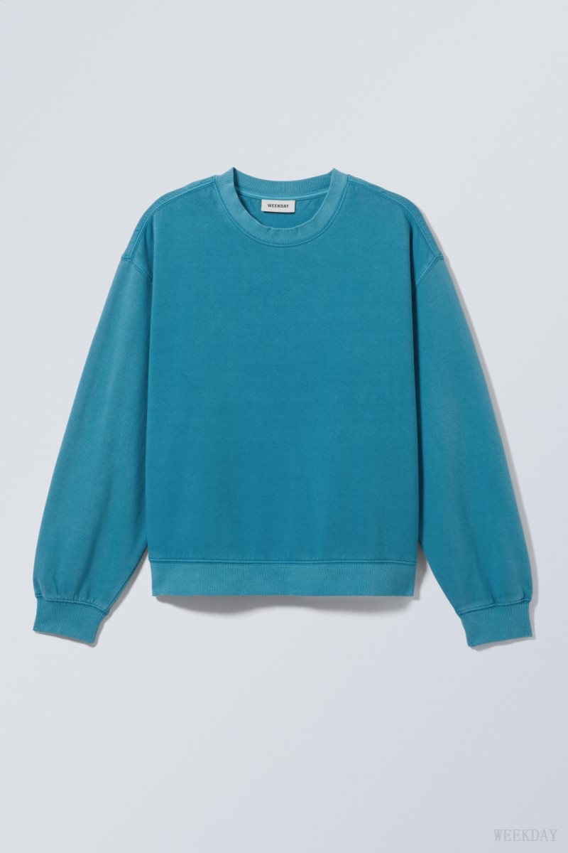 Weekday Essence Standard Sweatshirt Light Blue | LFQH0749