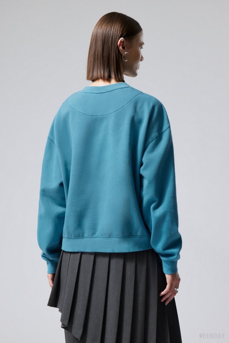 Weekday Essence Standard Sweatshirt Light Blue | LFQH0749