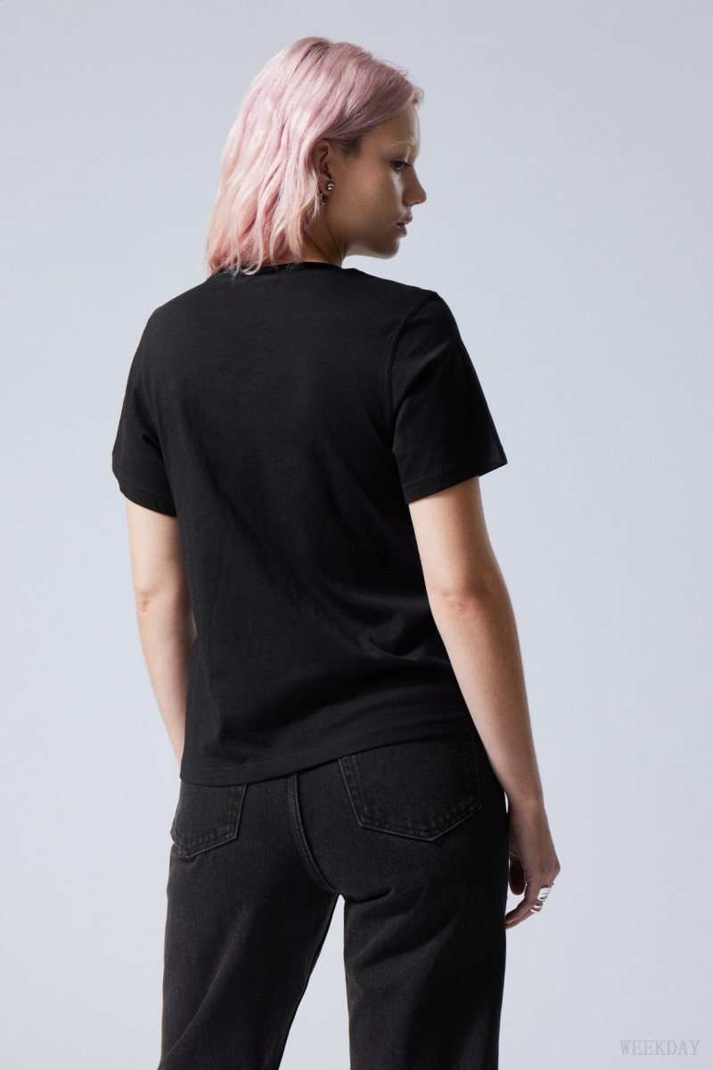 Weekday Essence Standard T-shirt Black | JPKN4865