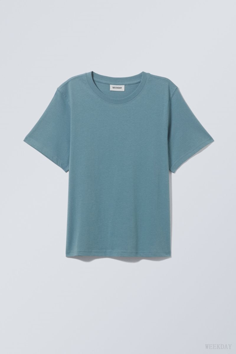 Weekday Essence Standard T-shirt Blue | UAAI6795