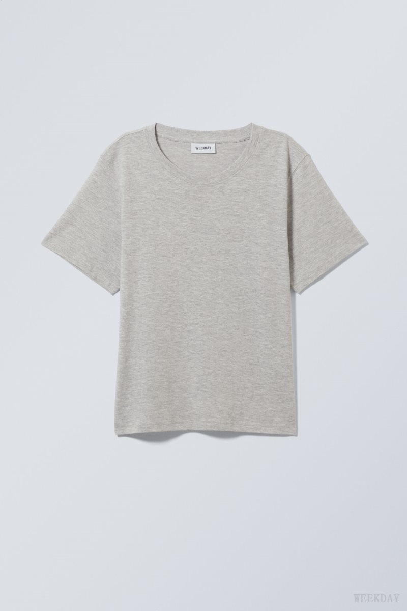 Weekday Essence Standard T-shirt Grey | KLQZ2120