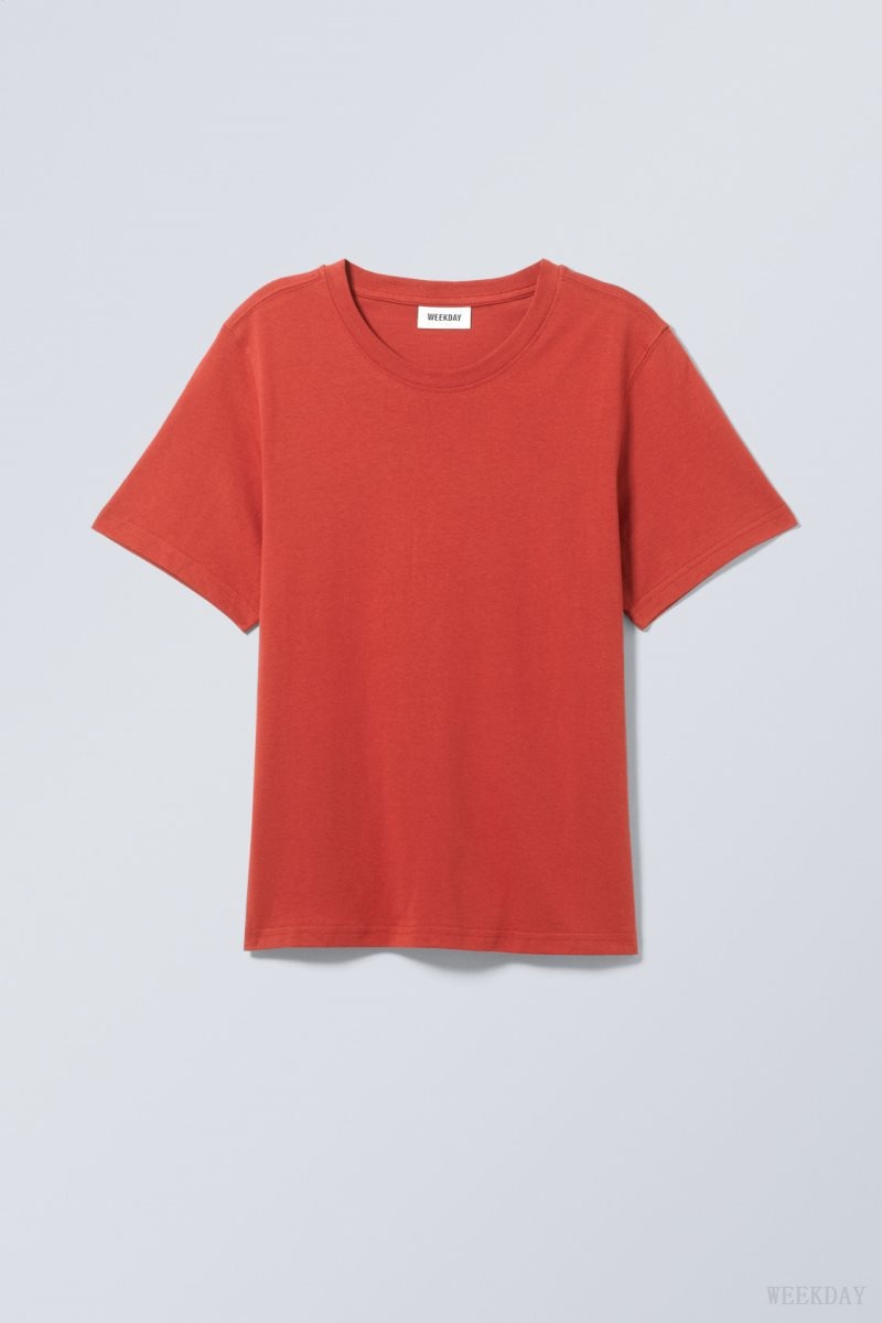 Weekday Essence Standard T-shirt Red | BTSZ8964