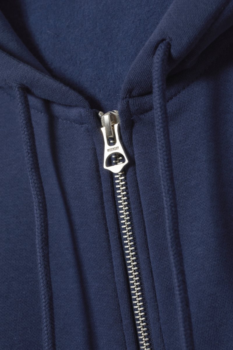 Weekday Essence Standard Zip Hoodie Dark Blue | FBPS2845