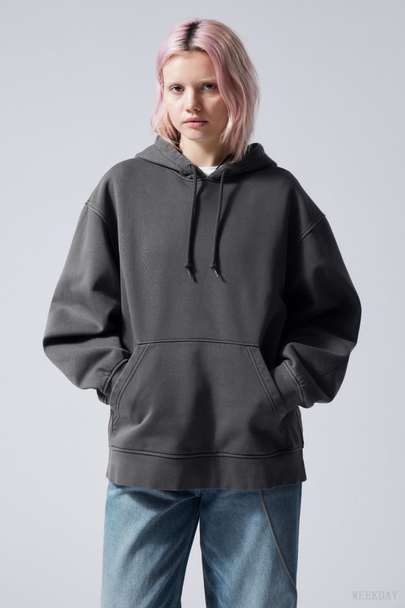 Weekday Essence Washed Oversized Hoodie Grey | JPUC0107