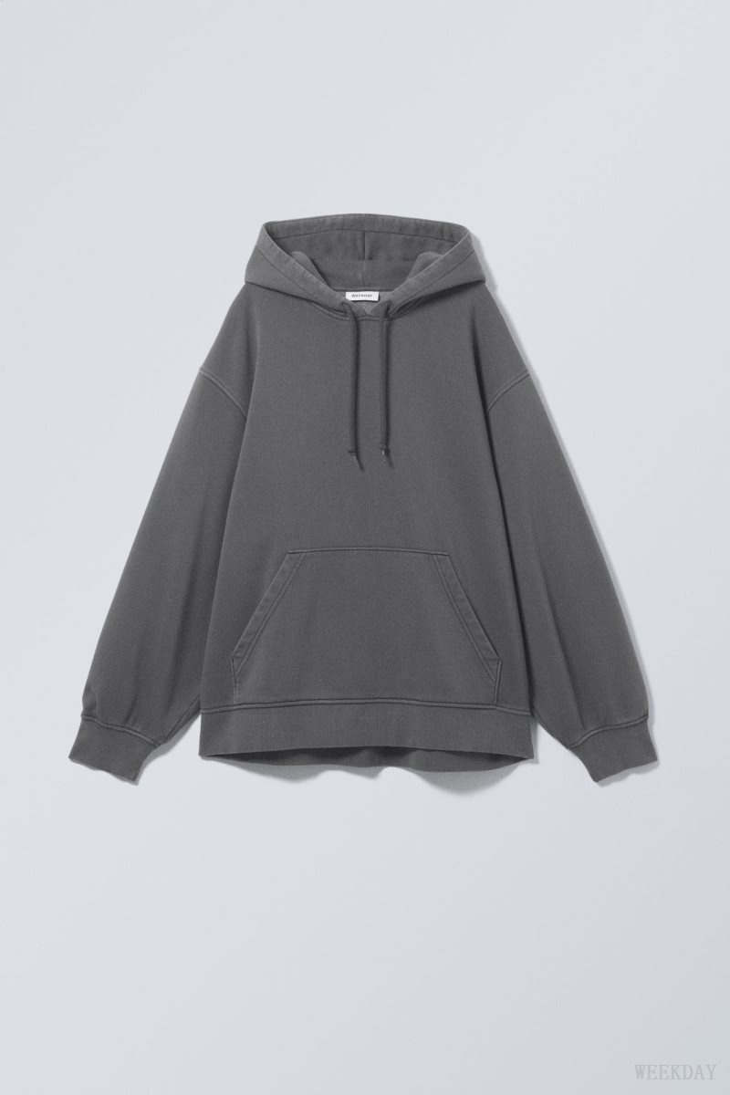 Weekday Essence Washed Oversized Hoodie Grey | JPUC0107