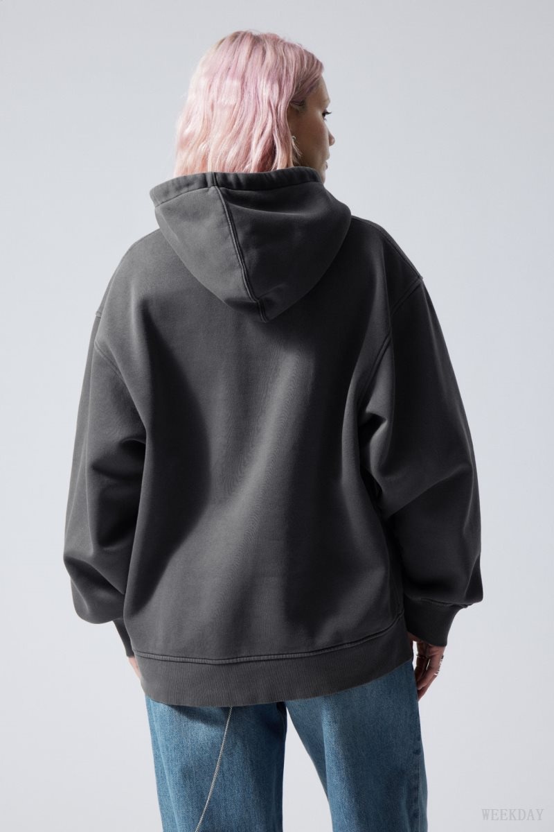 Weekday Essence Washed Oversized Hoodie Grey | JPUC0107