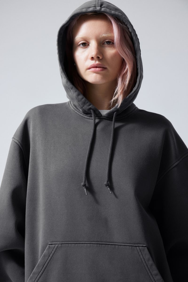 Weekday Essence Washed Oversized Hoodie Grey | JPUC0107