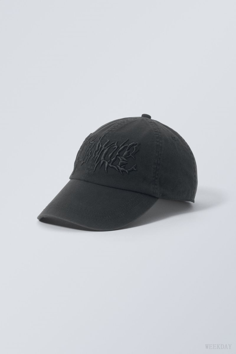 Weekday Essential Embroidery Cap Dark Grey | SAFN4748