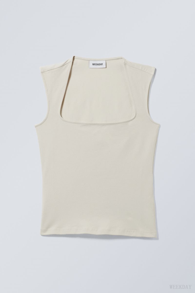 Weekday Esti Tank Top Beige | XOXZ1966