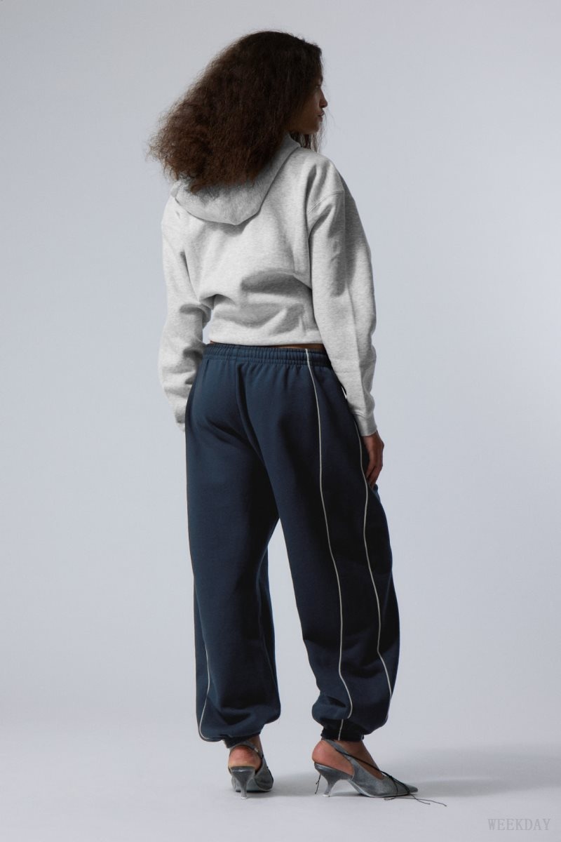 Weekday Even Piping Sweatpants Dark Blue | VKPD3670