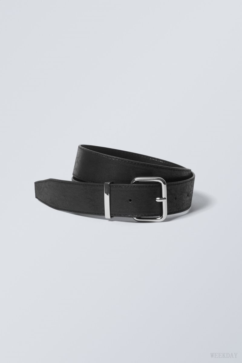 Weekday Faux Leather Buckle Belt Black | IQDY8918