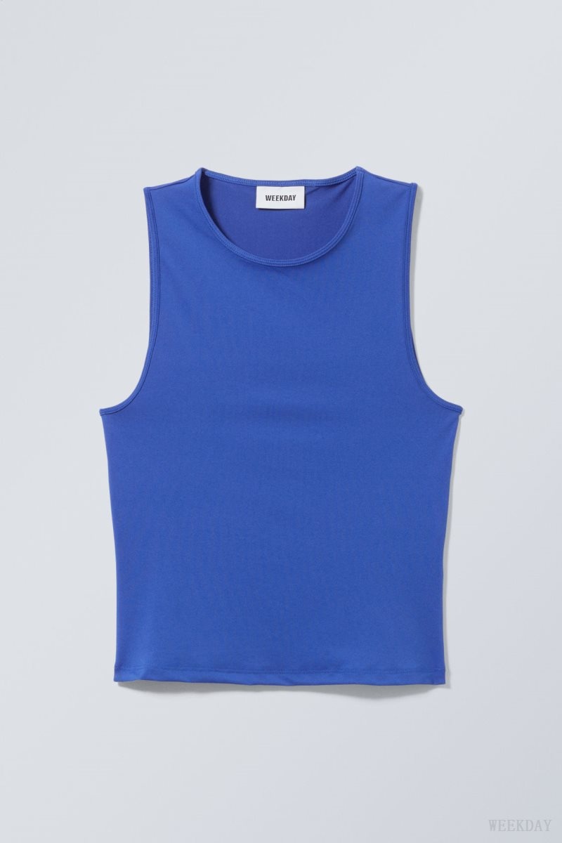 Weekday Fine Fitted Tank Top Blue | ORQL2231