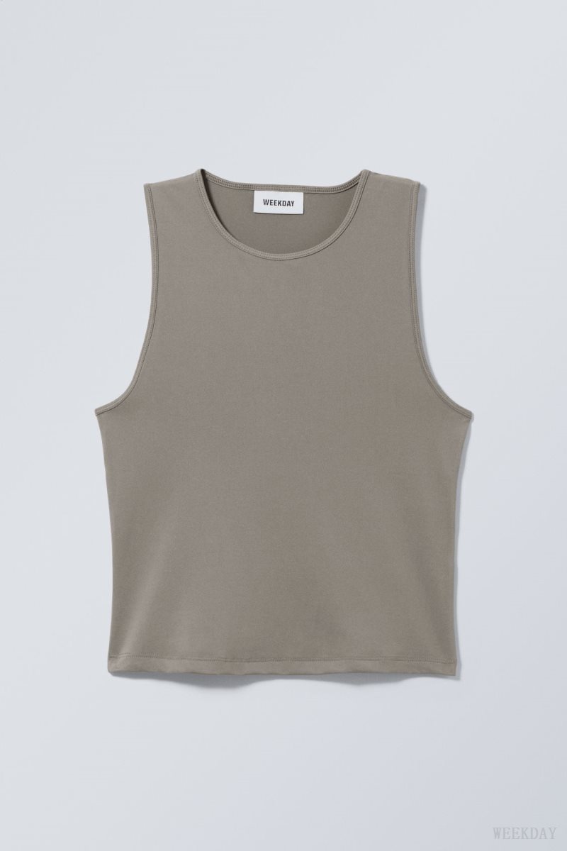 Weekday Fine Fitted Tank Top Grey | CXBG3574