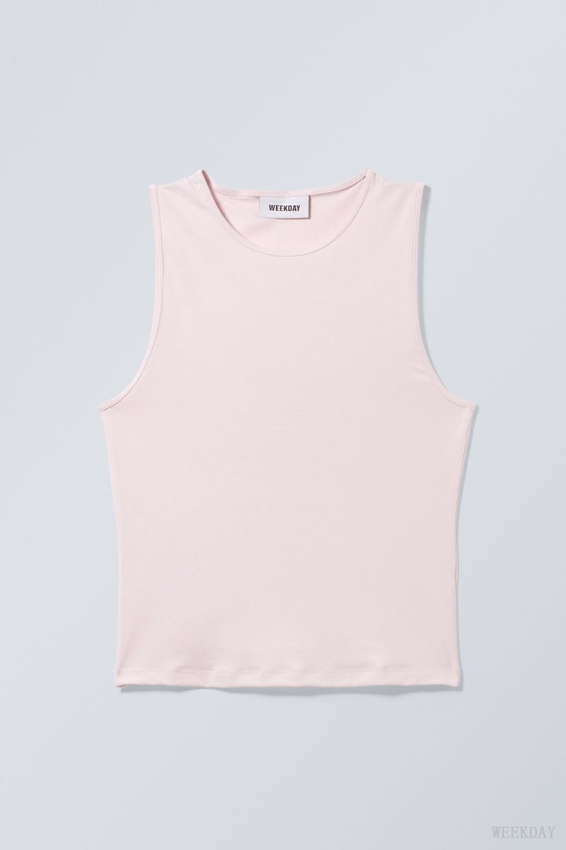 Weekday Fine Fitted Tank Top Light Pink | VOLK3116