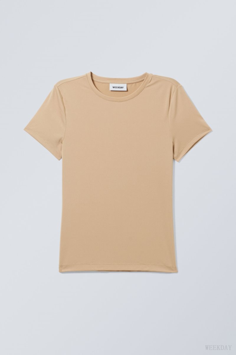 Weekday Fine T-shirt Beige | LGTG6845