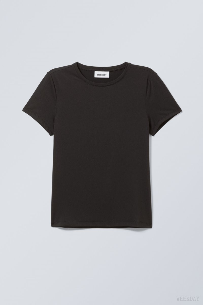 Weekday Fine T-shirt Black | TDPW4512