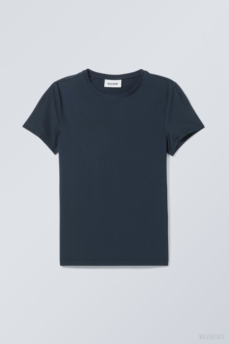 Weekday Fine T-shirt Dark Blue | GPRZ0385