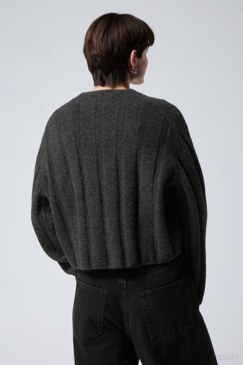 Weekday Fiona Rib Sweater Dark Grey | GKZX8245