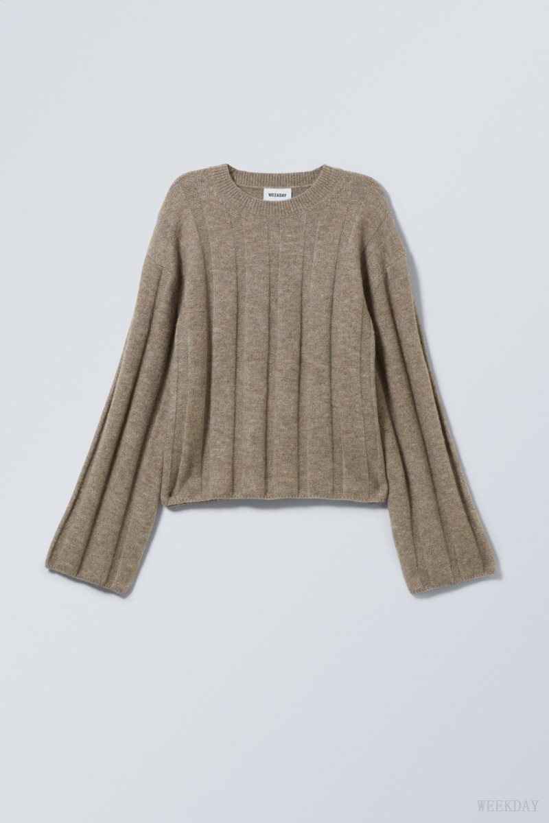 Weekday Fiona Rib Sweater Dusty Mole | DQIN1116