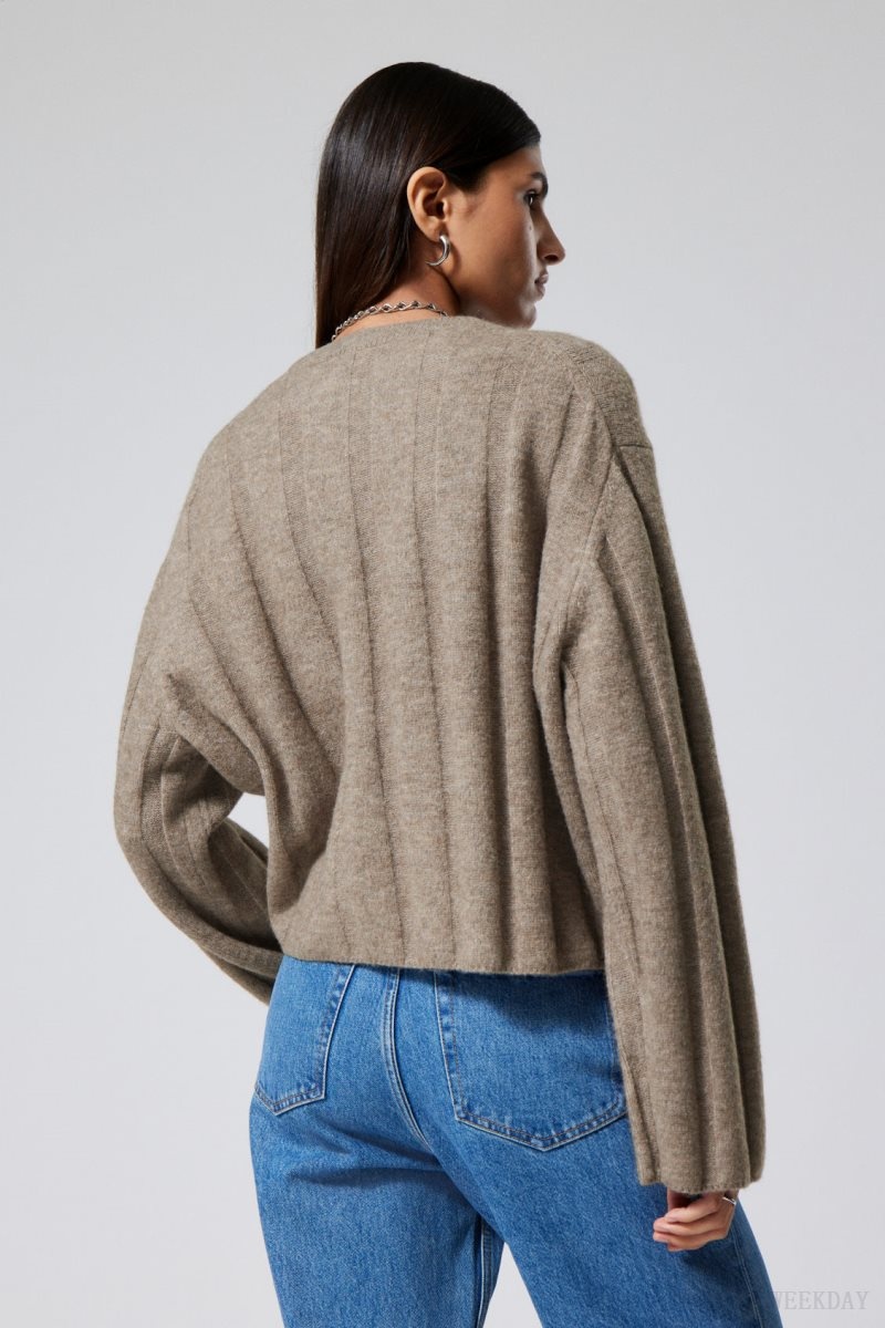 Weekday Fiona Rib Sweater Dusty Mole | DQIN1116