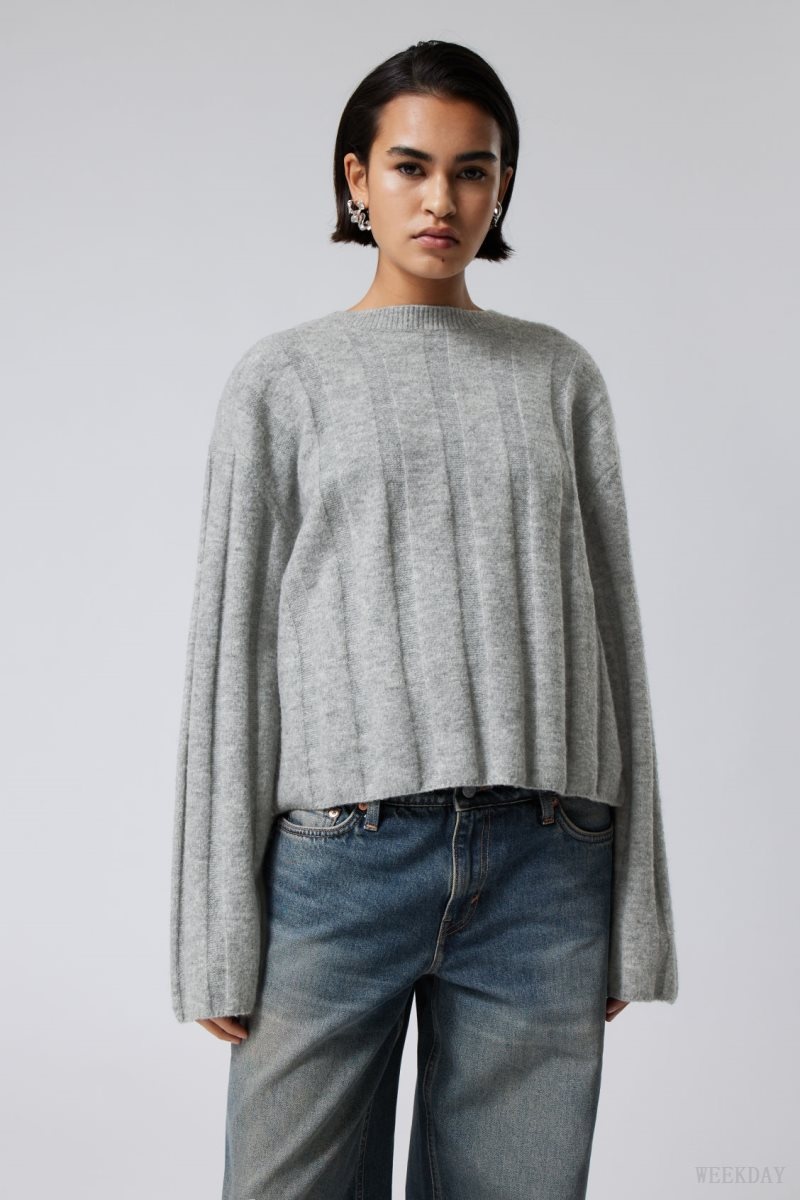 Weekday Fiona Rib Sweater Grey | REUH3020