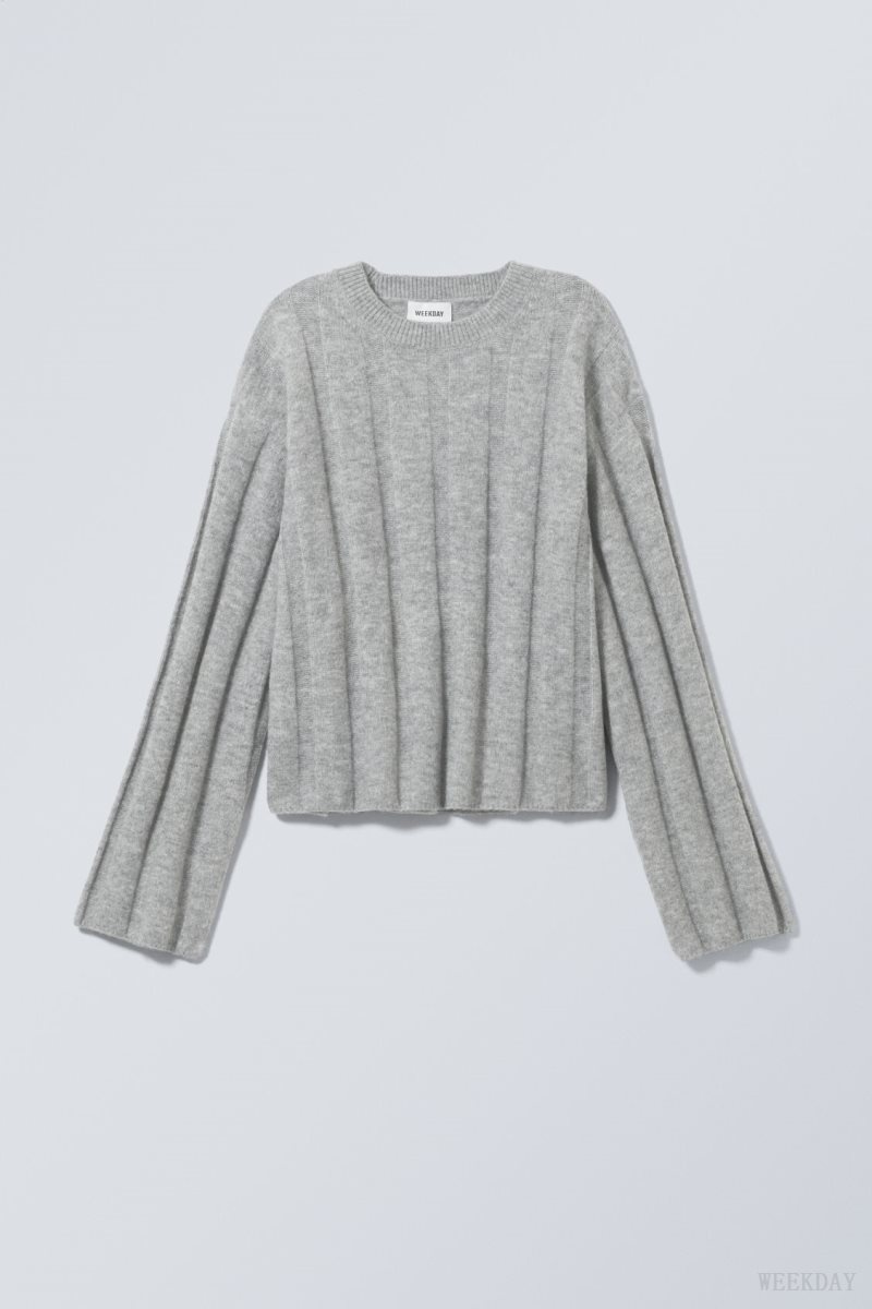 Weekday Fiona Rib Sweater Grey | REUH3020