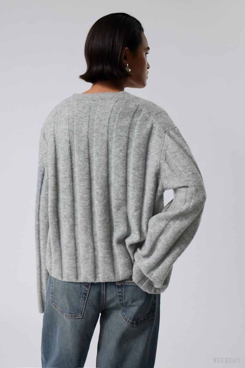 Weekday Fiona Rib Sweater Grey | REUH3020