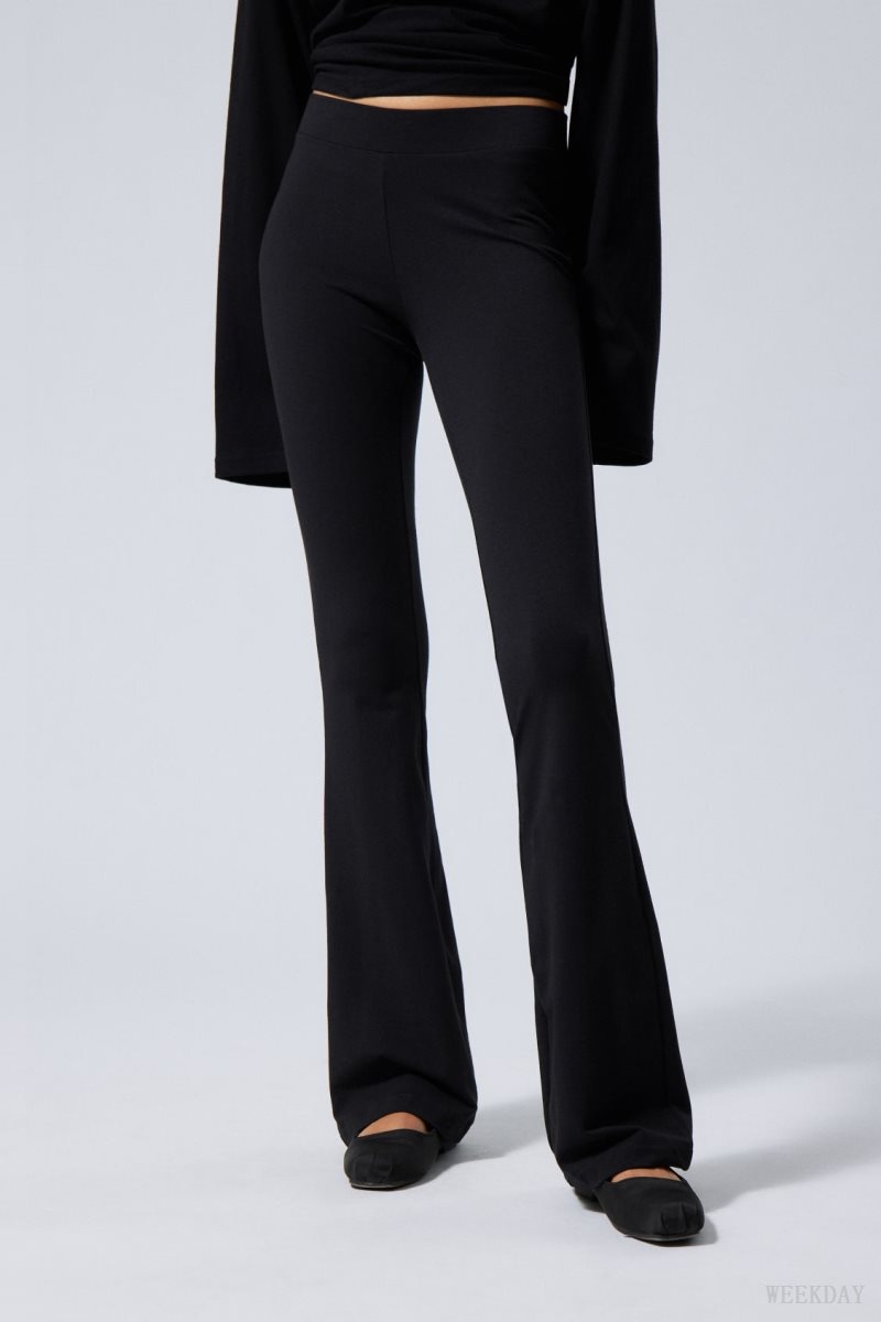 Weekday Flared Jersey Trousers Black | CWFP7063