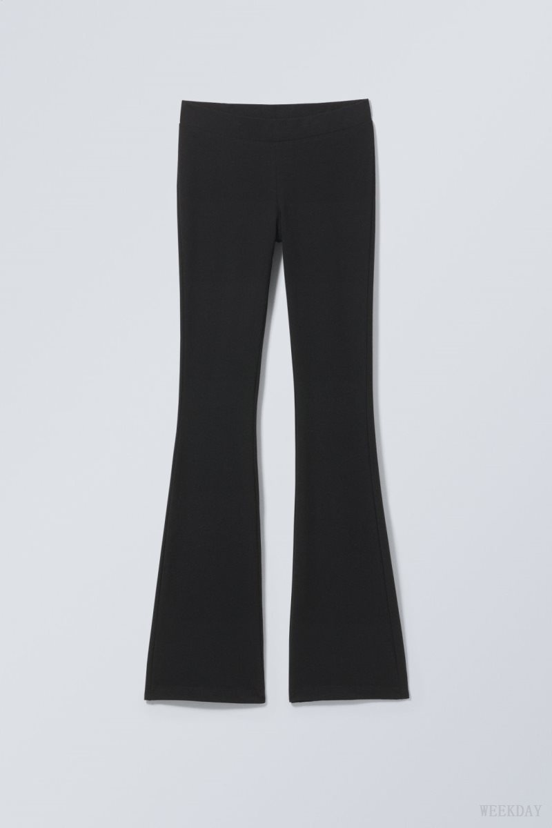 Weekday Flared Jersey Trousers Black | CWFP7063