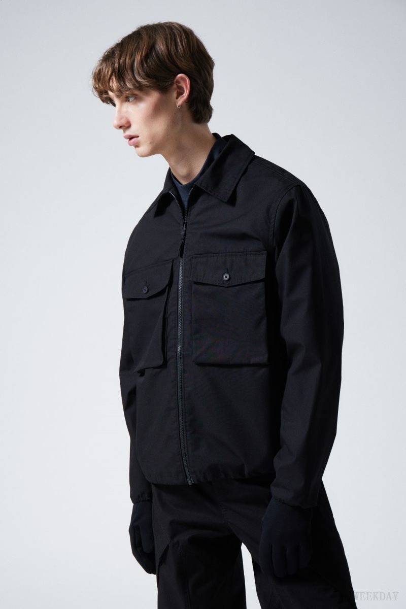 Weekday Frank Cargo Pocket Jacket Black | DWJQ6191