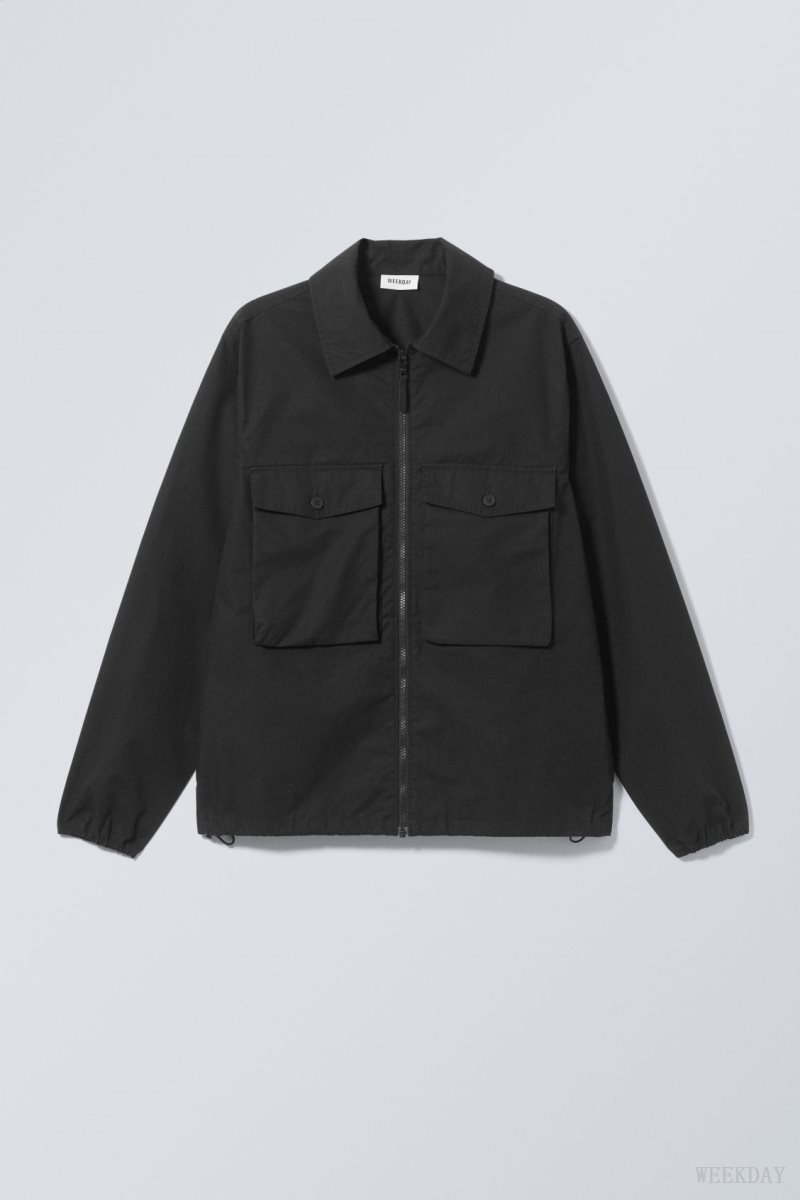 Weekday Frank Cargo Pocket Jacket Black | DWJQ6191